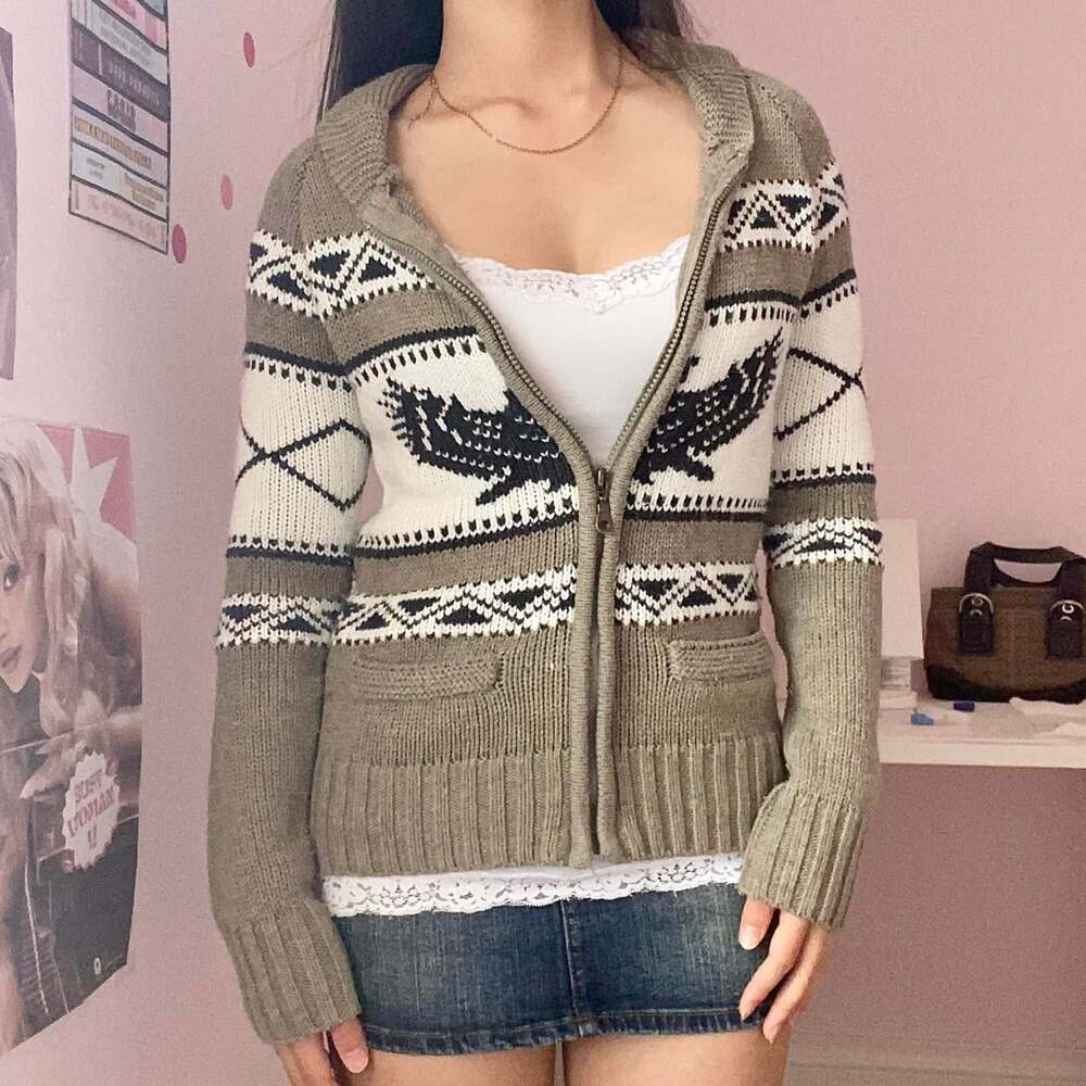 Garage Women's Cream and Khaki Cardigan